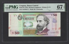 Uruguay 50 Pesos Uruguayos 2011 P87b Uncirculated Grade 67