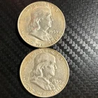 1959 D & P Franklin Half Dollar 90% Silver 50C Circulated US Coin Lot of 2