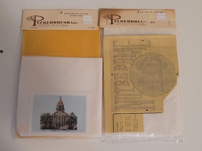 NOS Puckerbrush Notre Dame Cross Stitch Kit x2 Emblem Monogram Logo Golden Dome