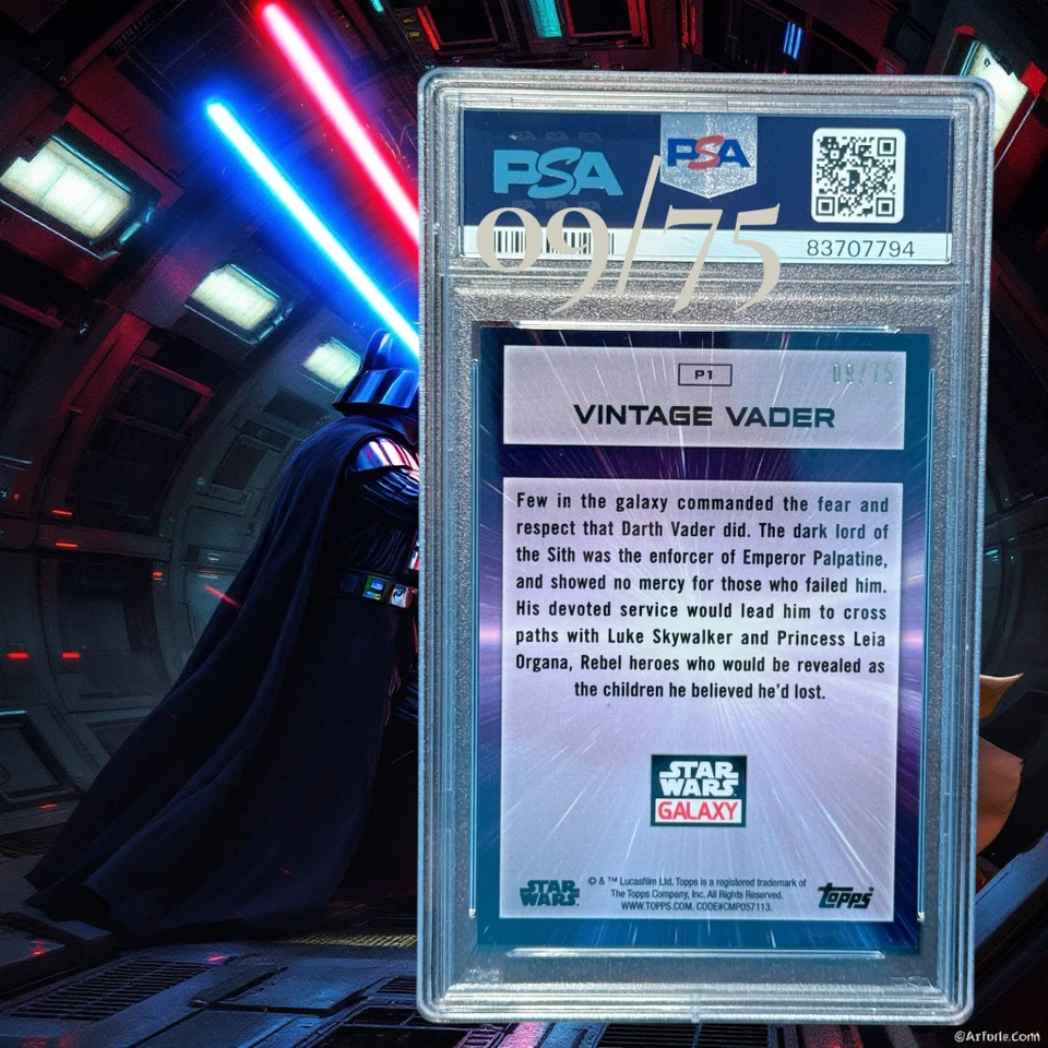 2022 Star Wars Galaxy Vintage Vader Redemption Prism Refractor 09/75 PSA 9 MINT - Image 2 of 2