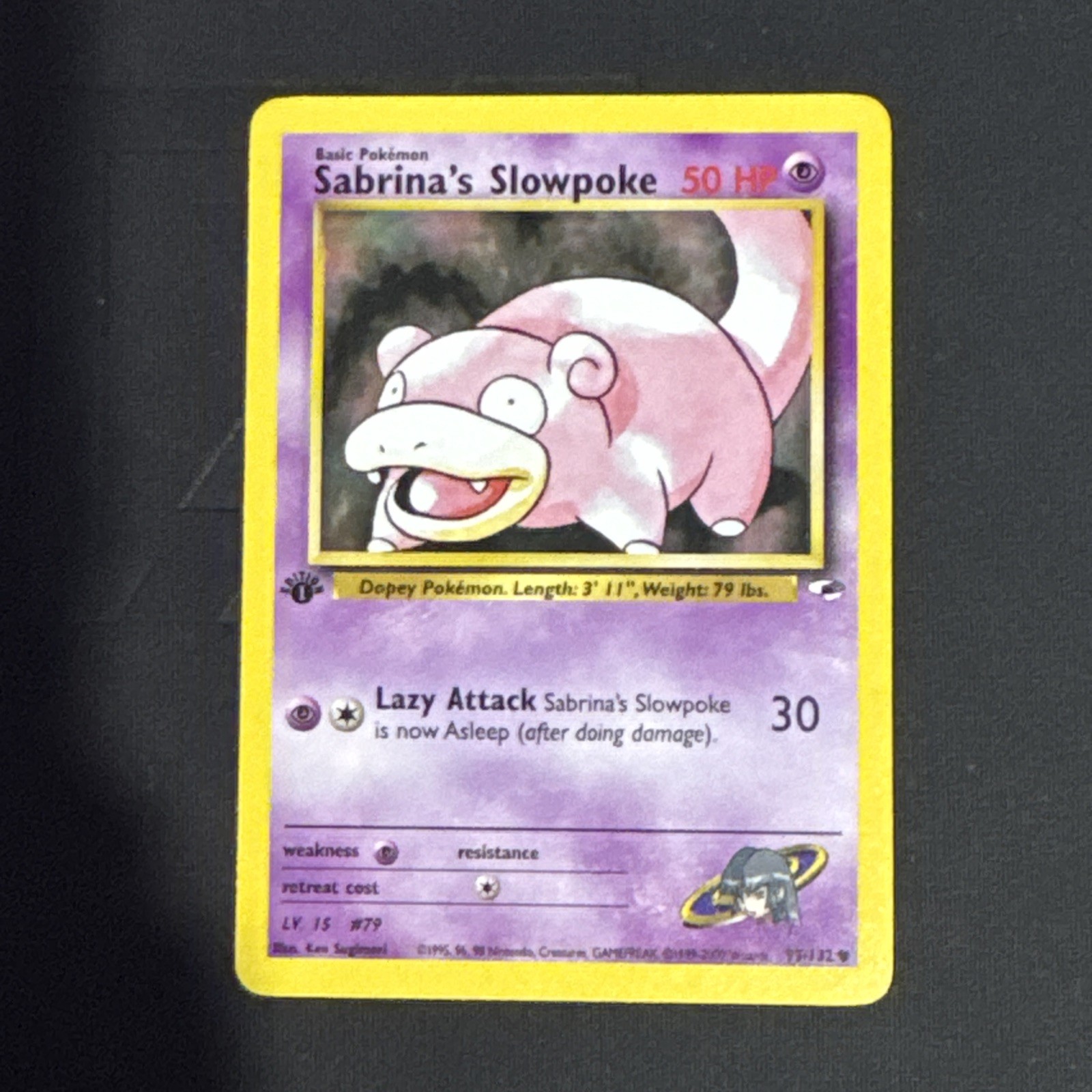 Sabrina’s Slowpoke 1st edition Gym Heroes 95/132 WOTC vintage Pokemon