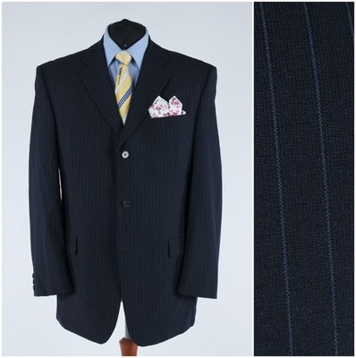 Mens Striped Blazer 46R UK Size DIGEL Black Wool Sport Coat Jacket