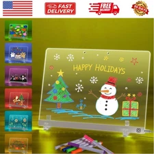 LED Doodle Glow Note Board 13.7"X10" – Light Up Acrylic Dry Erase Message Dra...
