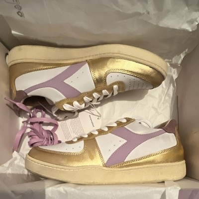 Diadora Heritage Mi Basket Low Metallic Dirty White Gold Men's Lace Up Sneakers