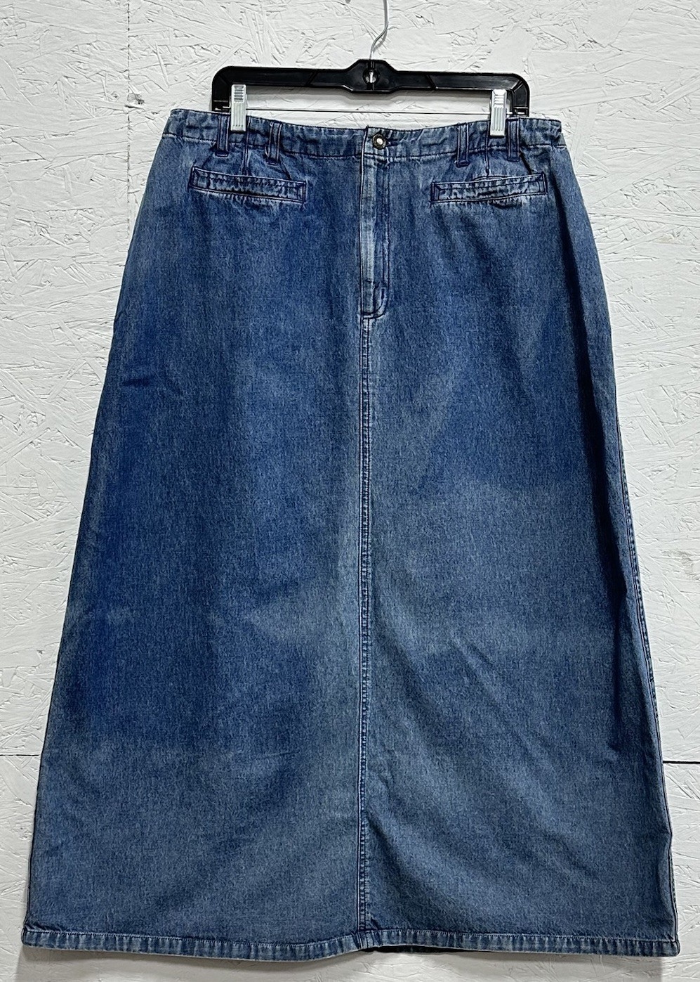 Vintage Bugle Boy Size 18 Denim Maxi Skirt 90s Retro Fitted Preppy Kick Split
