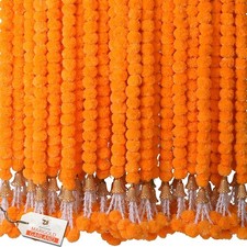 Marigold Garland for Decoration 5 Pcs of 5 feet Long Strands Artificial Marigold