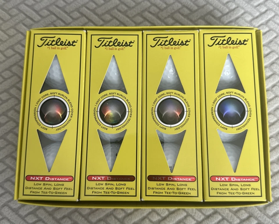 Titleist NXT 距离高尔夫球 - 12 包 - 低旋转长距离柔软感觉 全新 — 第 2/4 张图片
