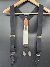 Vintage Trafalgar Suspenders Braces Button End Black Y Back Made England Leather