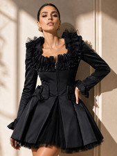 Amazing Runway Dolce & Gabbana Black Coat Dress - Tulle Layered Sz. IT40-US6
