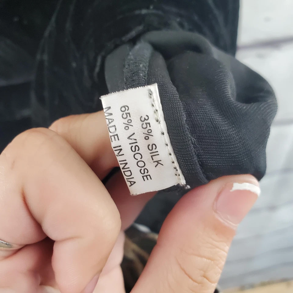 Double D Ranch Velvet Blouse Womens XL Black Embellished Western Boho Tunic - Image 3 of 4