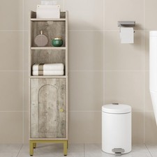 Bathroom Storage Cabinet, Small Corner Floor Cabinet with Door and Shelves, N...