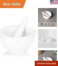 Porcelain Small Mortar and Pestle, Ceramic Herb Grinder Pill Crusher Set, 3.3...