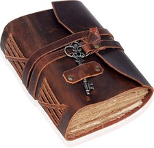 Leather Journal Vintage Book of Shadow Leather bound Handmade Deckle Edge Paper