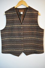Pendleton Originals Brown Wool Vest with Wood Buttons - Women's Large