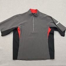 Footjoy Rain Jacket Mens Large Gray Dryjoys Hydrolite 1/4 Zip Short Sleeve