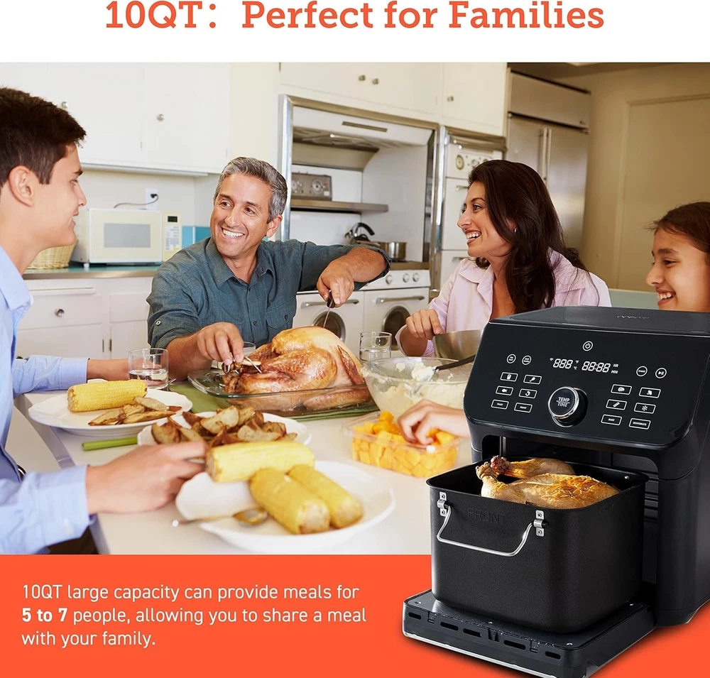 10QT Air Fryer Toaster Oven Combo with 14-in-1 Functions & Dehydrate