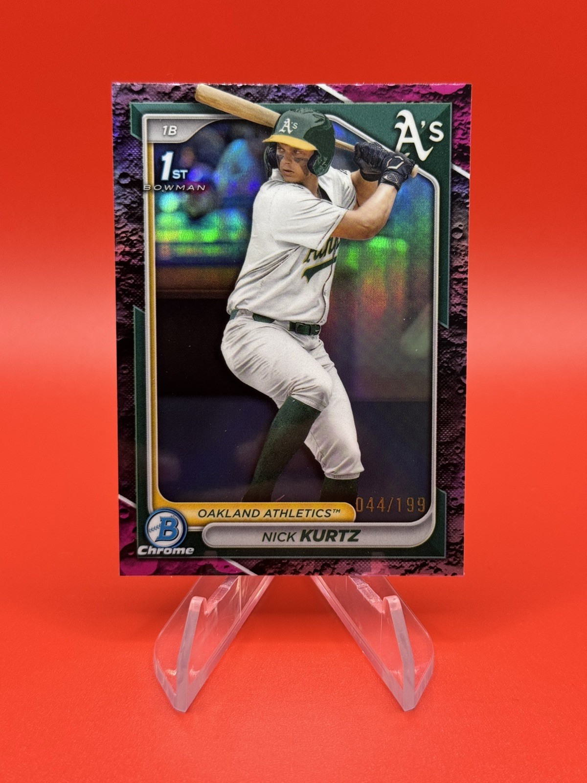 2024 Bowman Chrome Draft 1st Bowman Nick Kurtz 2025 ROY - Fuchsia Luna - 44/199