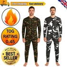 Mens Thermal Jumpsuit Camouflage Print Underwear All In One Jumpsuit Underwear