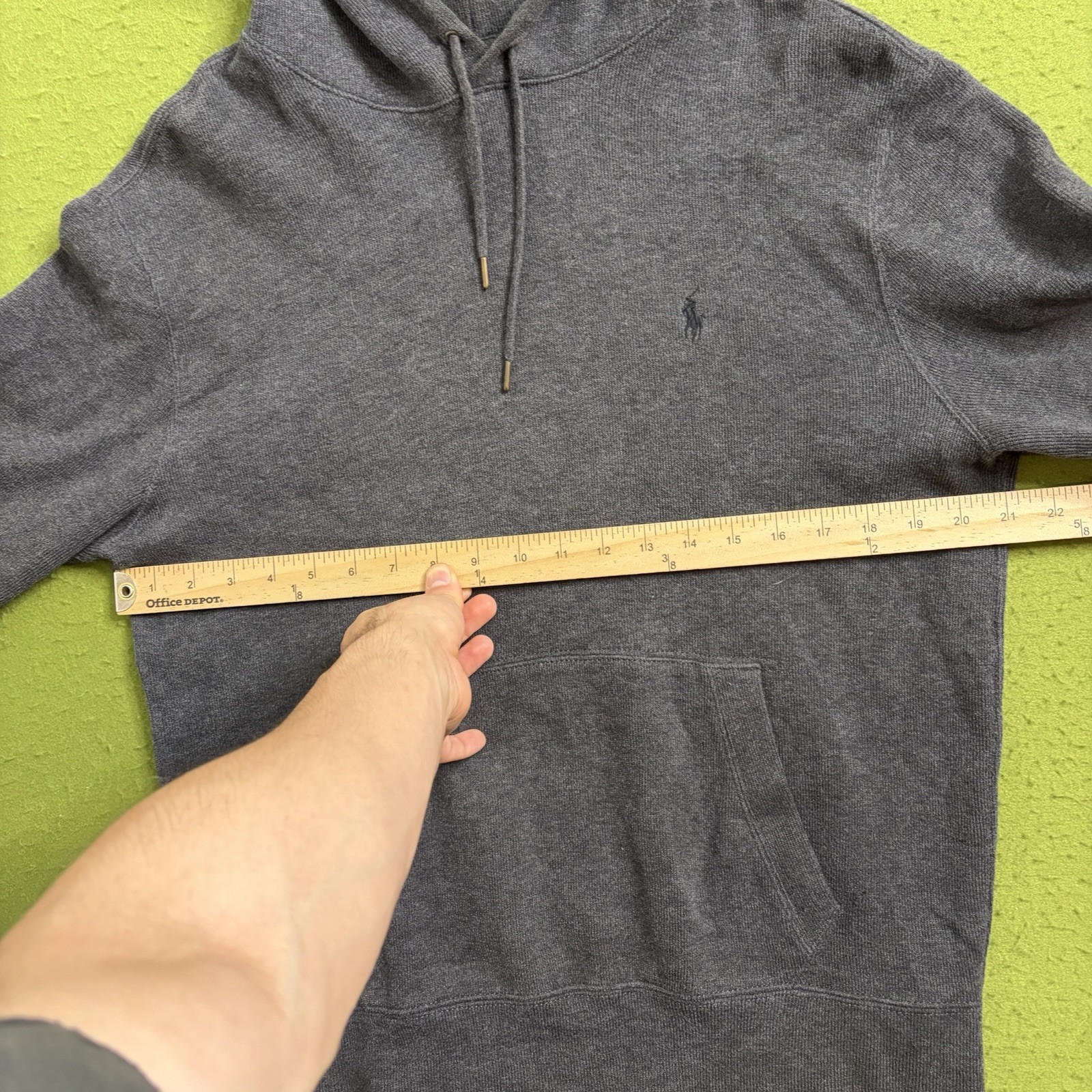 Vintage Polo Ralph Lauren Hoodie Men's Size M Suede Elbow Patch 90's Retro Rare image 4