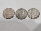 90% Silver Franklin Half Dollars 50c. Lot Of (3). FREE SHIPPING.