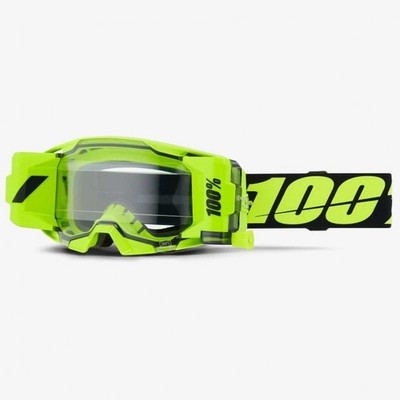 100% (Erwachsene) MX Brille - Armatic mit Forecast Roll-Off System (FLUO YELLOW)