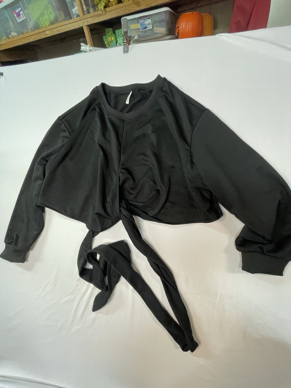 Halara 2x Women’s Black Sweatshirt Criss Cross Tie Detail Lightweight