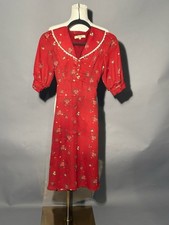 Vintage Style Simply Retro Red Floral Women’s Dress XS Prairie Cottage Core