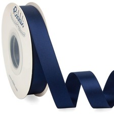 Navy Satin Ribbon 5/8 Inch x 25 Yards Double Faced Craft Gift Wrapping
