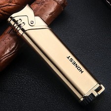 With Cigar Punch Gas Butane Refillable Metal Windproof Lighter Flame