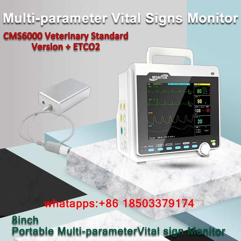 Monitor de sinal vital multiparâmetro portátil 8 polegadas (uso humano/veterinário)