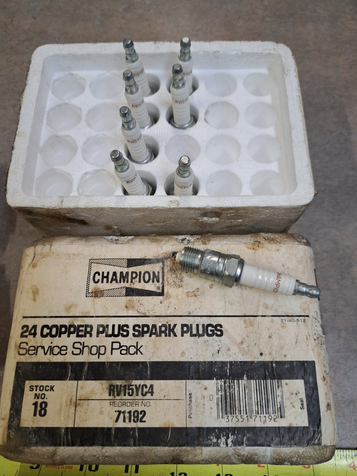 Lot of 8 Champion RV15YC4 Copper Plus Spark Plugs, New Old Stock, Made in USA