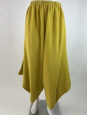 Bryn Walker Size Large Yellow Heavy Linen Seamus Pants Exaggerated Side Panels