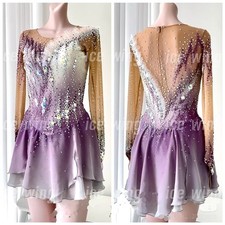 Figure Skating Dress Ice Skating Dress Competition Skating Wear purple dyeing