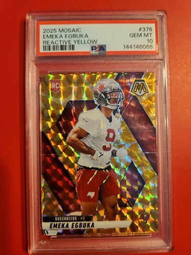 2025 Panini Mosaic Emeka Egbuka Reactive Yellow PSA 10