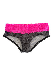 Victoria's Secret PINK Lace-Trim Hipster Panty Grey PINK Print