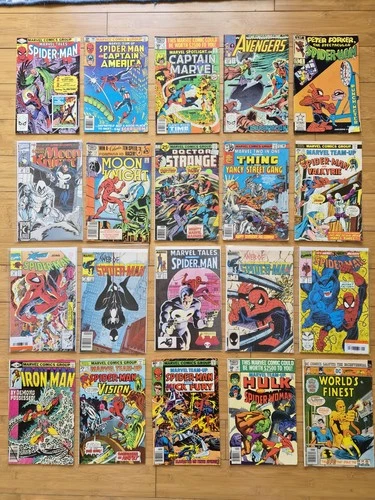 Lot Of 40 Vintage Comic Books Marvel, Spiderman, Daredevil, Moon Knight, X-Men