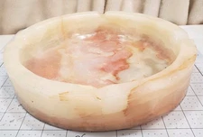 Vintage 1950's - 60's Marble 10" Round Cigarette Cigar Smoking Ashtray 4 Slot