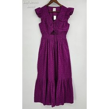 LOFT Beach Coastal Chic Deep Magenta Textured Cotton Maxi Dress -Small