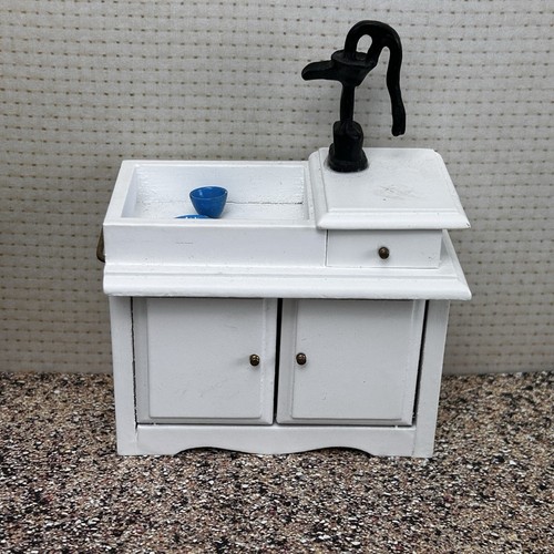 VTG Miniature Dollhouse Furniture Kitchen Set Sink/Ice Box/Stove/Accessories - Picture 3 of 24