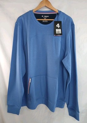 Fourlaps Rush Crew Neck Sweatshirt Side Zipper Stash Pocket Blue Men's XXL
