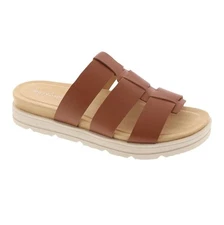 Easy Spirit Womens 9.5 W Dark Natural Brown Salana Flat Strappy Sandals NIB KS1