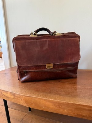 THE BRIDGE Vintage Braun Leder Tasche Business Akten Umhängetasche Leather Uomo