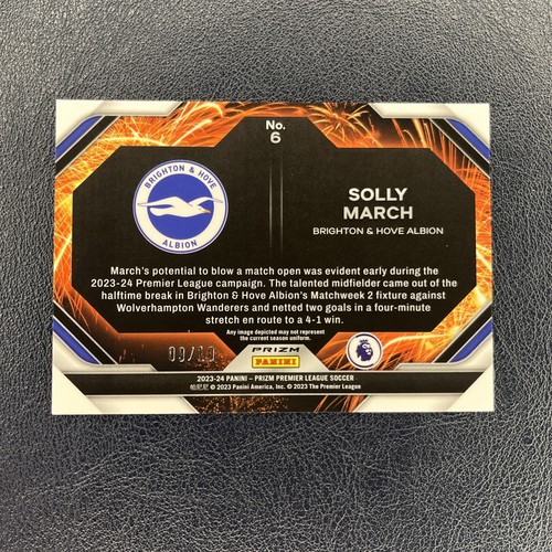 Solly March Gold /10 Fireworks Insert Panini Prizm 2023/24 Brighton - Picture 2 of 2