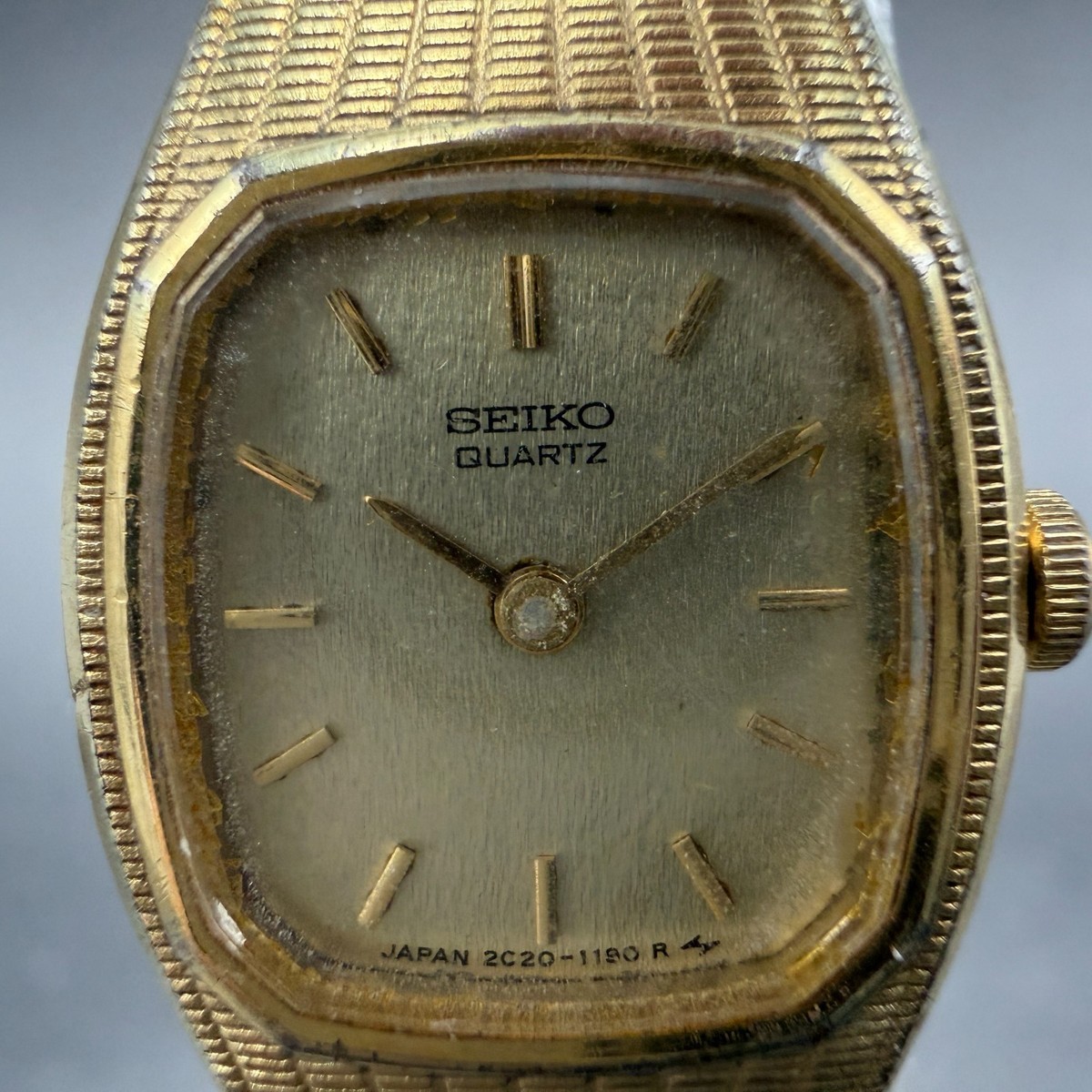 Seiko Watch Women 16mm Champagne Dial Gold Tone Rectangle 2c20