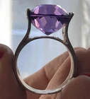 Vintage 925 Sterling Silver Ring w/ High Profile Large Lavender Stone  - 8.75