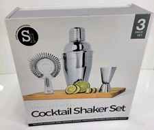 3 Pc Cocktail Shaker Set - Stainless Steel Cocktail Strainer Shaker and Measu