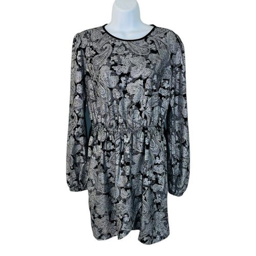 Michael Kors Women's Size M Metallic Paisley Flounce Sleeve Mini Dress NEW - Picture 2 of 8
