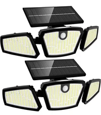 Solar Outdoor Lights - Motion Sensor 2000Lm Rotatable 350 LED 2 PACK, Black 