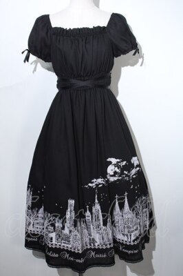 Moi-meme-Moitie★ワンピースセット Moi-Meme-Moitie Silent Moon Print One Piece Black Dress EGL