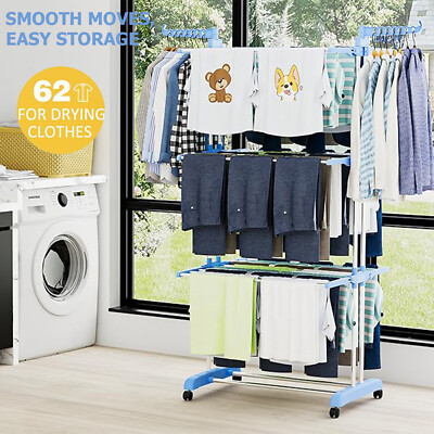 4 Tier Clothes Drying Rack Tower Clothes Dryer Organizer Large Stainless Steel